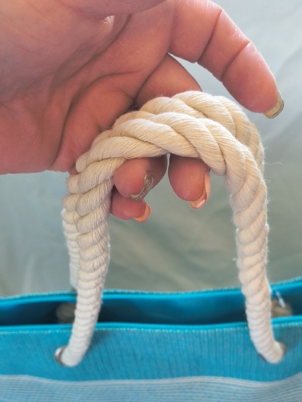 Turquoise Striped Rope-Handle Tote Bag - Picture 3 of 3